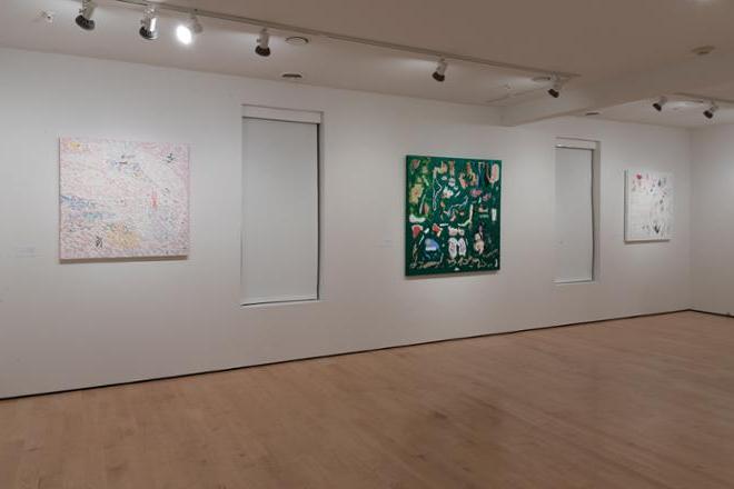 various paintings on display